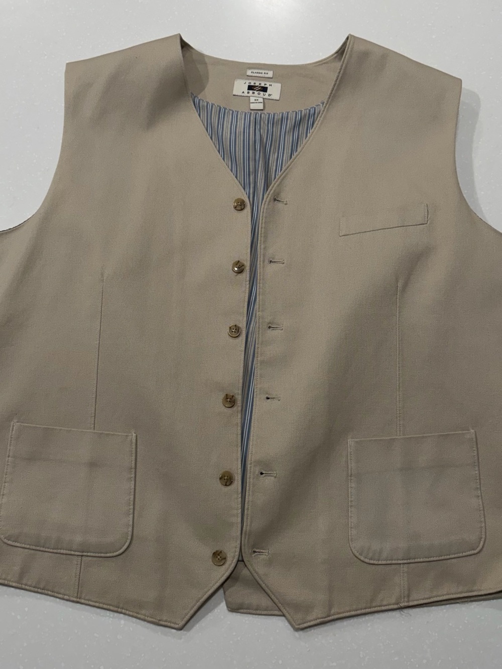 Joseph Abboud Tan Utility Vest with Button Front